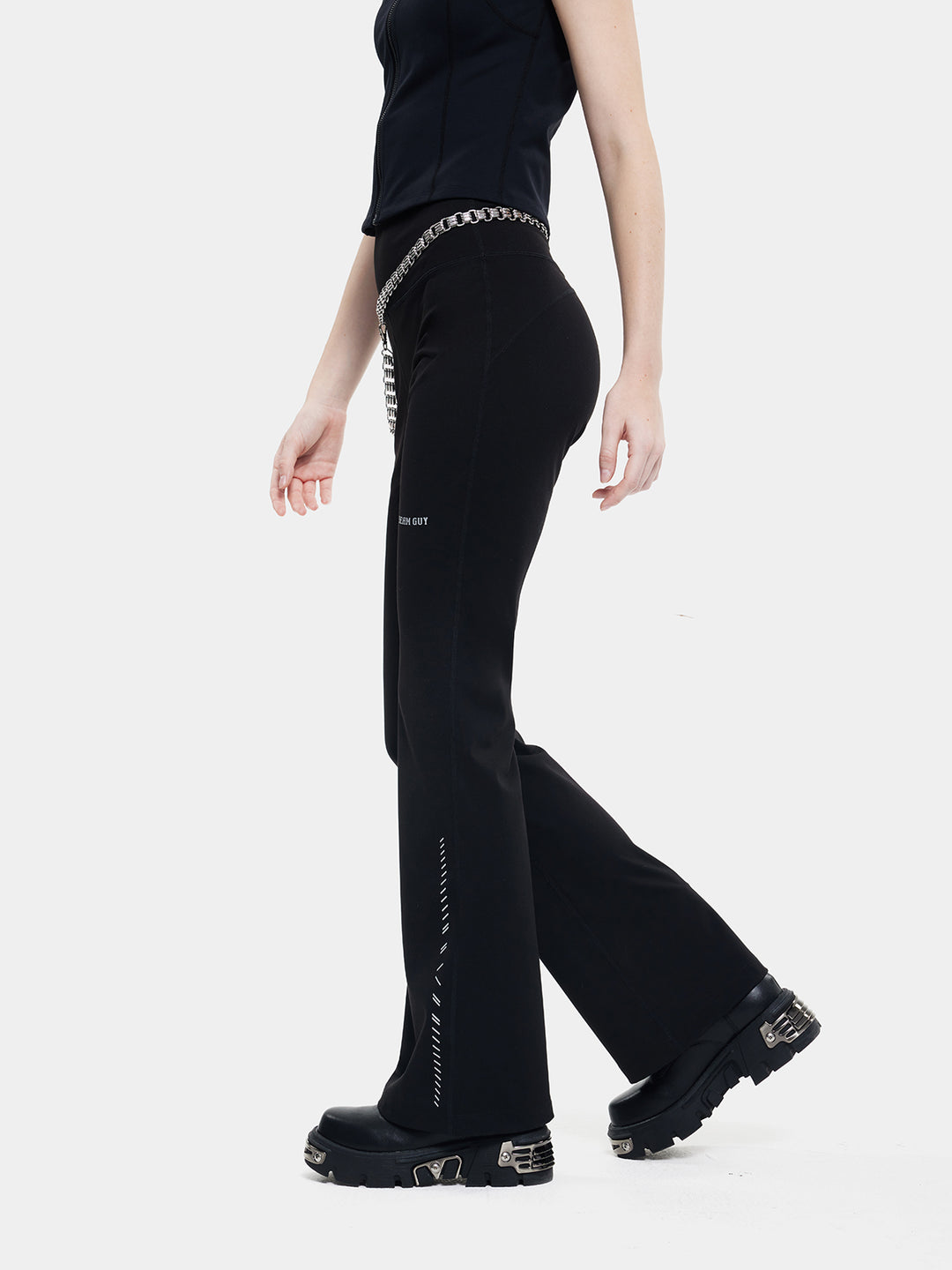 T-one Women's Slim Boot Cut Stretch Pants-Black