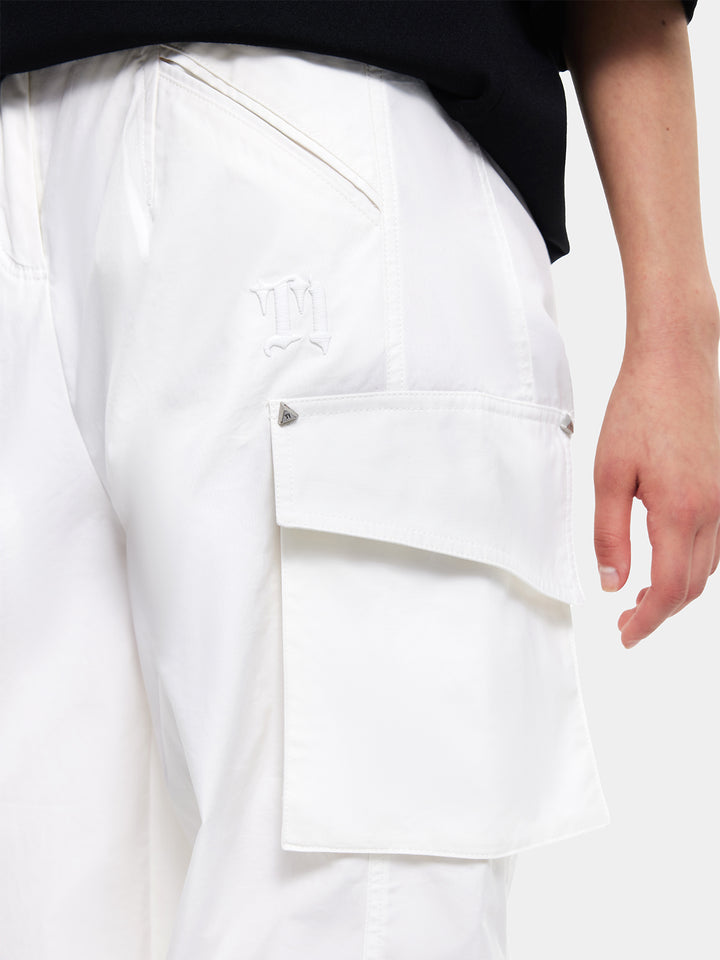 T-one Straight Symmetrical Pocket Cargo Pants-White