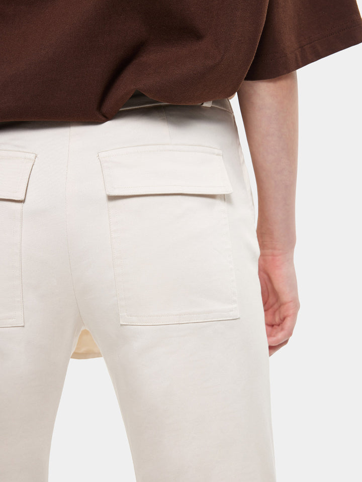 T-one Solid Waist Pocket Bootcut Pants-Apricot