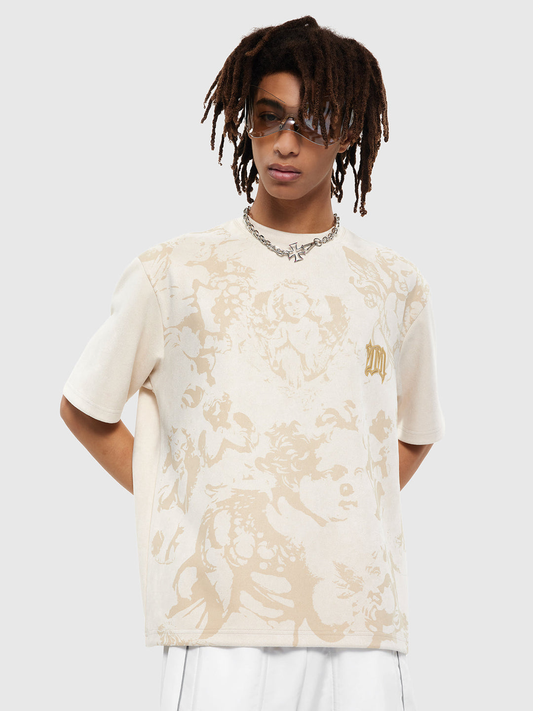 T-one Angel Print Graphic Tee-Apricot