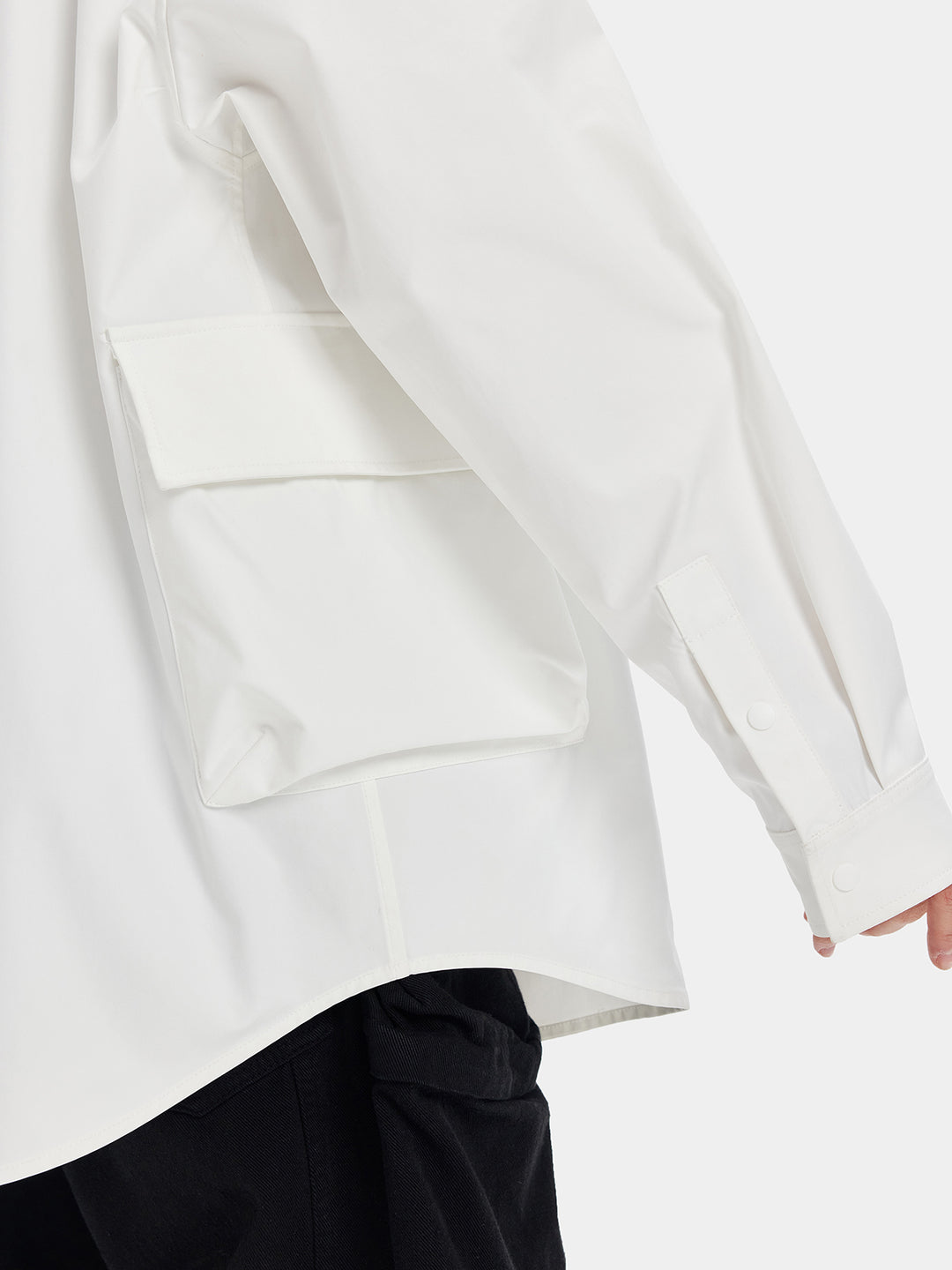 T-one Solid Button Simple Long Sleeve Shirt-White