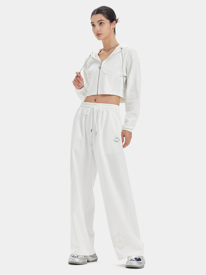 Two Piece Outfits Cropped Zip Up Hoodies Jogger Pants Sweatsuit Lounge Sets