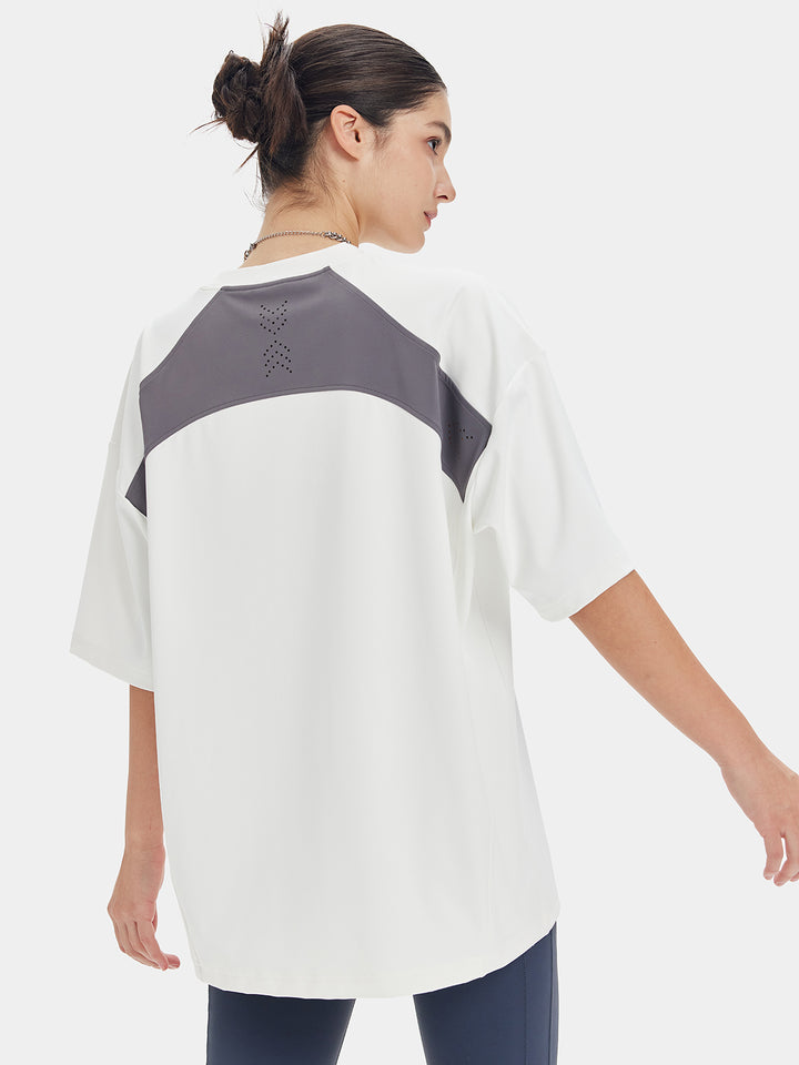 Unisex Patchwork Tops Drop Shoulder T Shirts